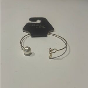 Elegant Gold Pearl Bracelet initial P